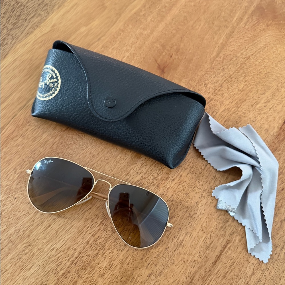 Ray-Ban Gold Frame Sunglasses with Brown Lenses